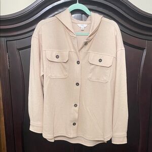 Time and Tru Beige Hooded Shirt